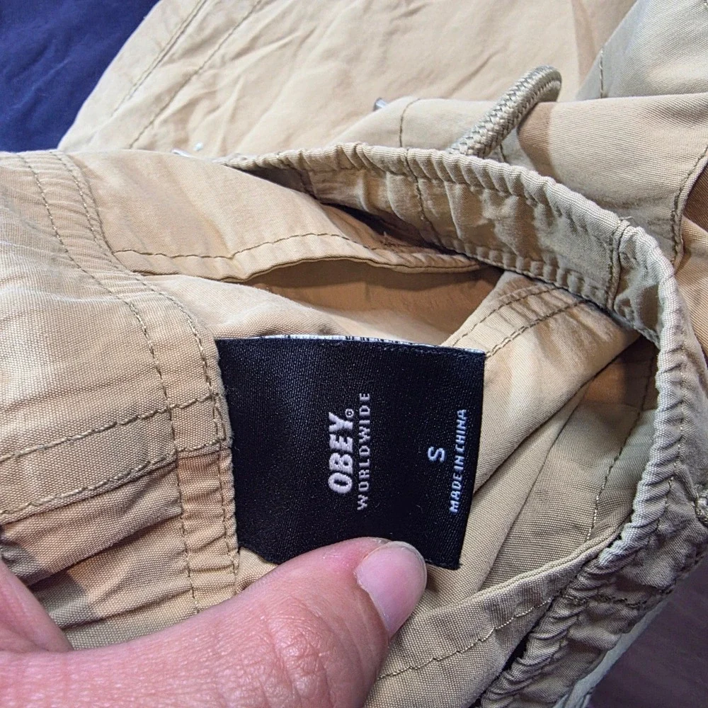 Mens Small Obey tan camel swimming shorts